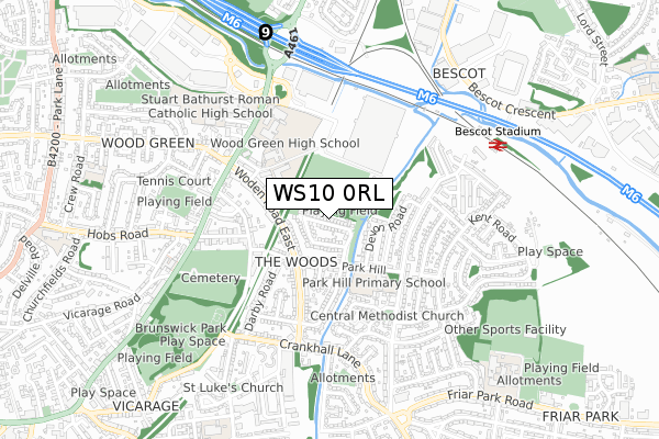 WS10 0RL map - small scale - OS Open Zoomstack (Ordnance Survey)