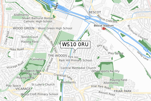 WS10 0RU map - small scale - OS Open Zoomstack (Ordnance Survey)