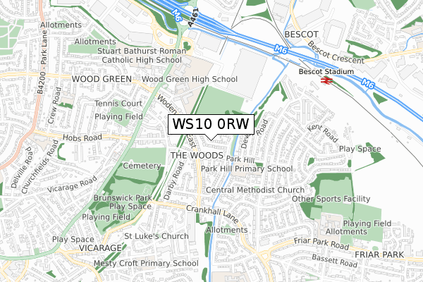 WS10 0RW map - small scale - OS Open Zoomstack (Ordnance Survey)