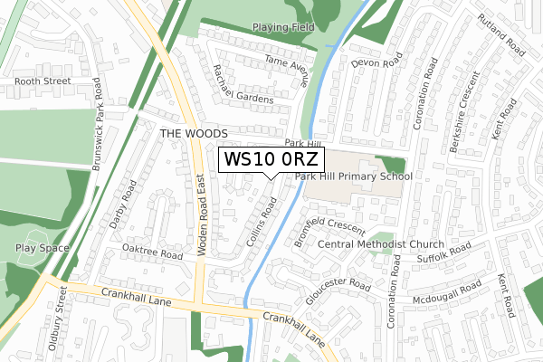 WS10 0RZ map - large scale - OS Open Zoomstack (Ordnance Survey)