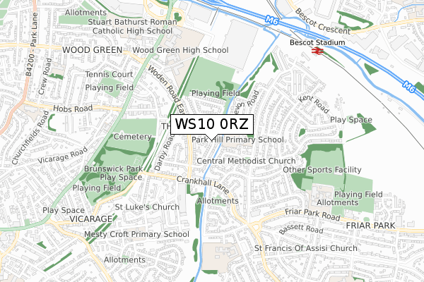 WS10 0RZ map - small scale - OS Open Zoomstack (Ordnance Survey)