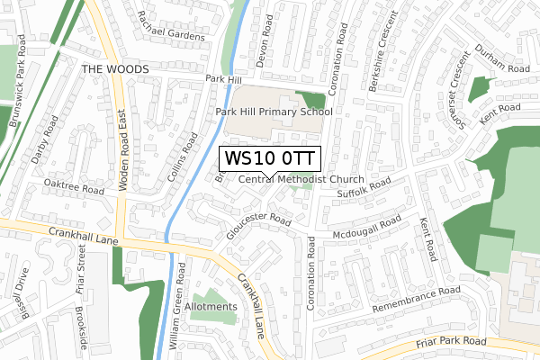 WS10 0TT map - large scale - OS Open Zoomstack (Ordnance Survey)