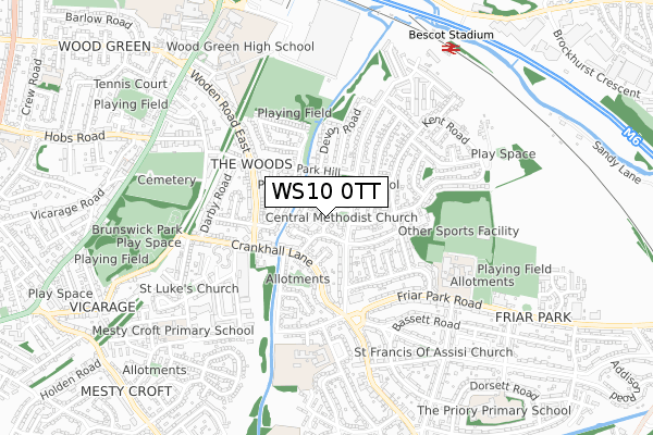 WS10 0TT map - small scale - OS Open Zoomstack (Ordnance Survey)