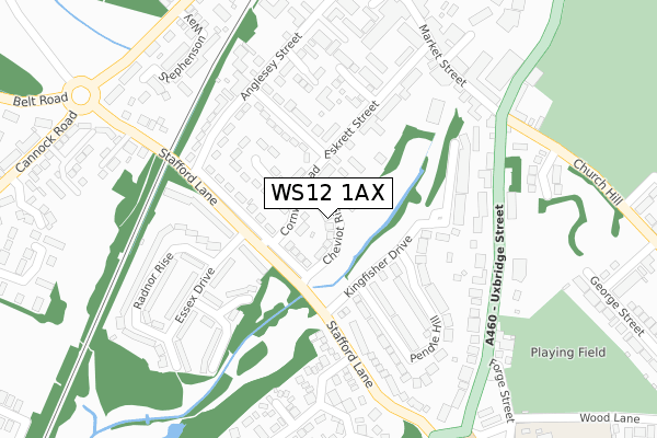 WS12 1AX map - large scale - OS Open Zoomstack (Ordnance Survey)