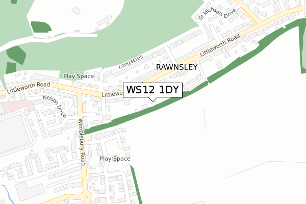 WS12 1DY map - large scale - OS Open Zoomstack (Ordnance Survey)