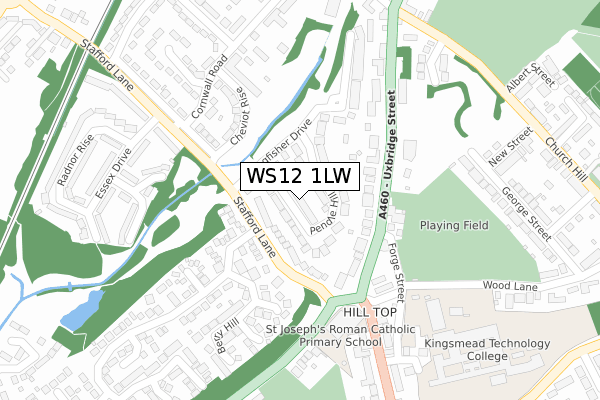 WS12 1LW map - large scale - OS Open Zoomstack (Ordnance Survey)