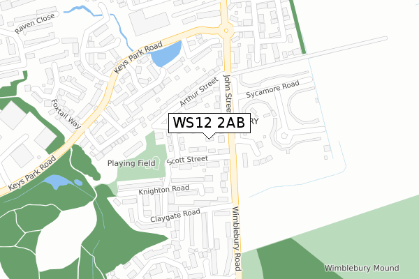 WS12 2AB map - large scale - OS Open Zoomstack (Ordnance Survey)