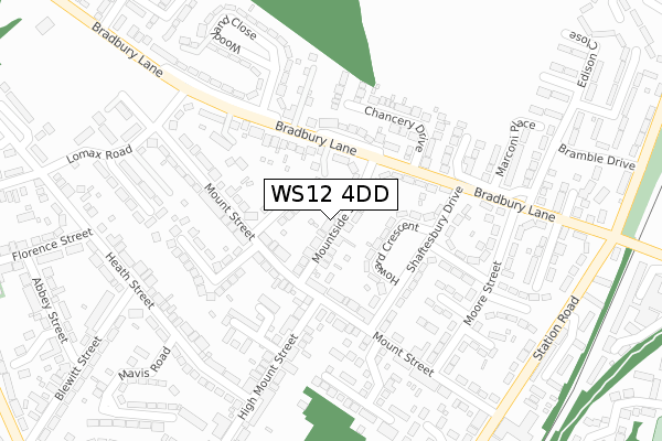 WS12 4DD map - large scale - OS Open Zoomstack (Ordnance Survey)