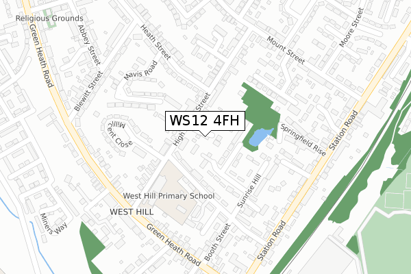 WS12 4FH map - large scale - OS Open Zoomstack (Ordnance Survey)