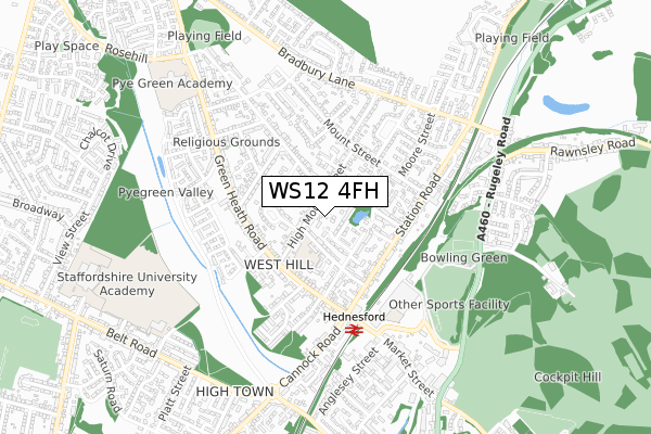 WS12 4FH map - small scale - OS Open Zoomstack (Ordnance Survey)