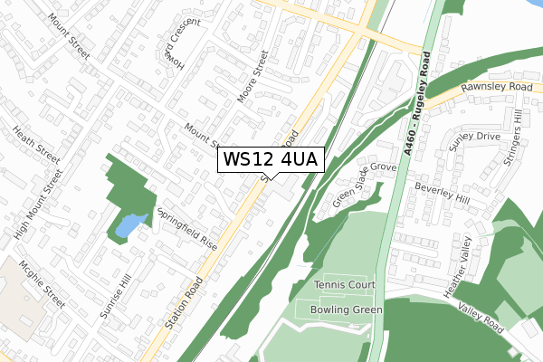 WS12 4UA map - large scale - OS Open Zoomstack (Ordnance Survey)