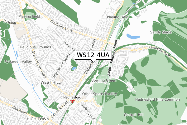 WS12 4UA map - small scale - OS Open Zoomstack (Ordnance Survey)