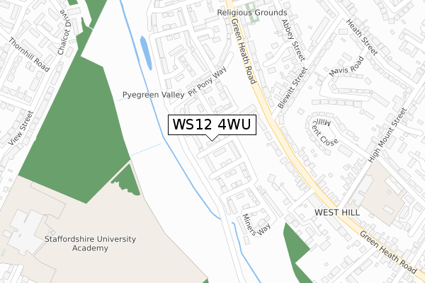 WS12 4WU map - large scale - OS Open Zoomstack (Ordnance Survey)