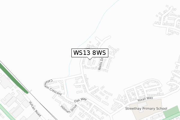 WS13 8WS map - large scale - OS Open Zoomstack (Ordnance Survey)