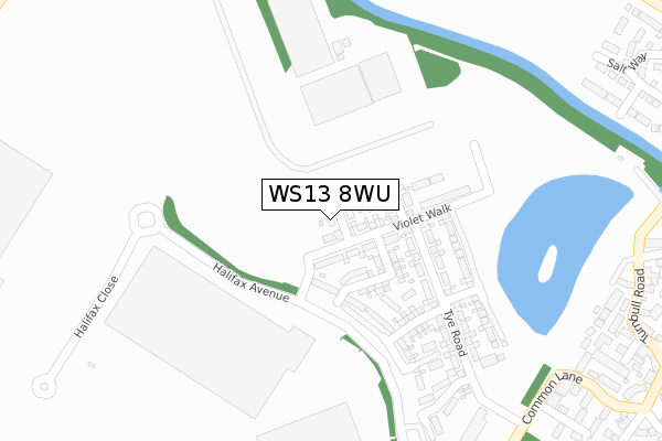 WS13 8WU map - large scale - OS Open Zoomstack (Ordnance Survey)