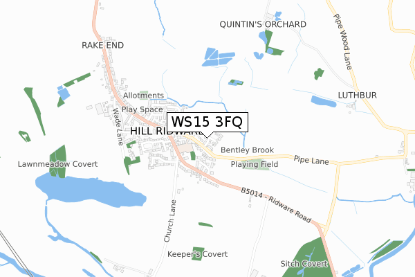 WS15 3FQ map - small scale - OS Open Zoomstack (Ordnance Survey)