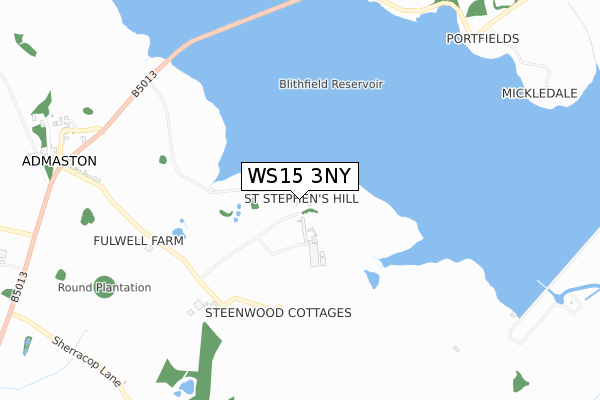 WS15 3NY map - small scale - OS Open Zoomstack (Ordnance Survey)