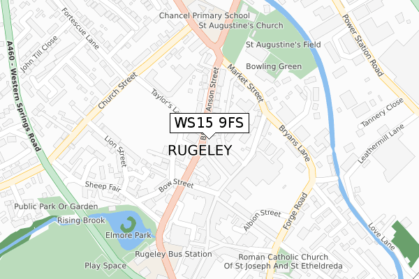 WS15 9FS map - large scale - OS Open Zoomstack (Ordnance Survey)