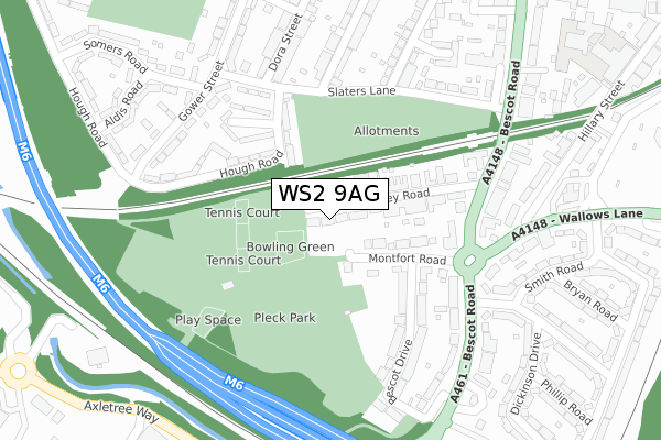 WS2 9AG map - large scale - OS Open Zoomstack (Ordnance Survey)