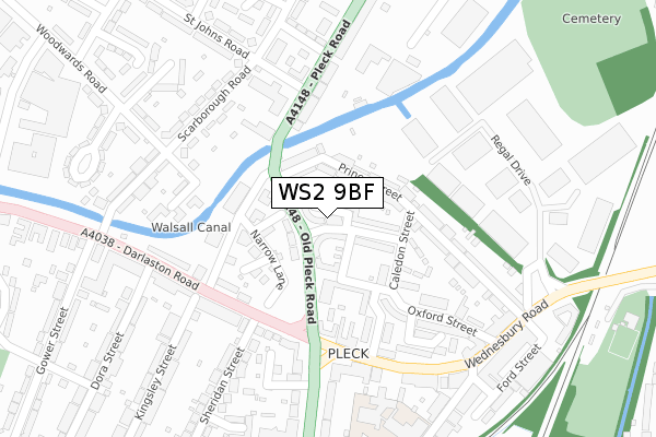 WS2 9BF map - large scale - OS Open Zoomstack (Ordnance Survey)