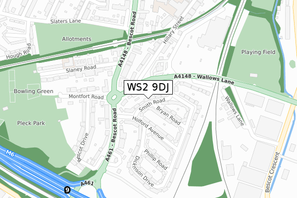 WS2 9DJ map - large scale - OS Open Zoomstack (Ordnance Survey)