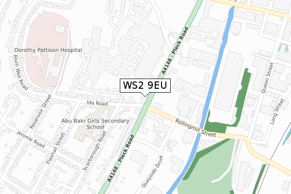 WS2 9EU map - large scale - OS Open Zoomstack (Ordnance Survey)