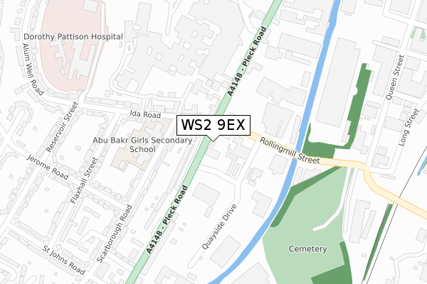 WS2 9EX map - large scale - OS Open Zoomstack (Ordnance Survey)