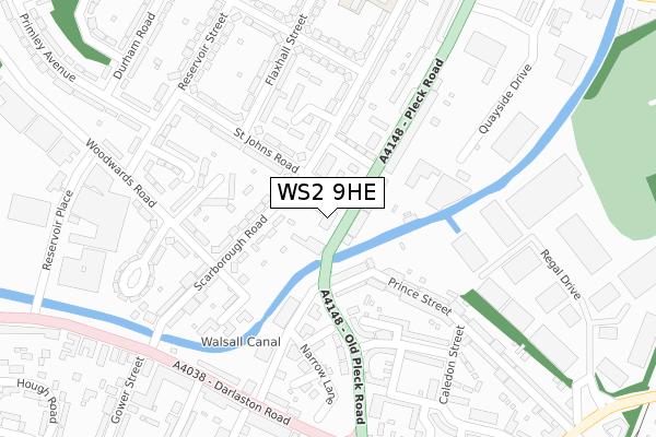 WS2 9HE map - large scale - OS Open Zoomstack (Ordnance Survey)