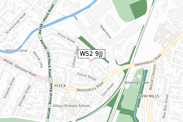 WS2 9JJ map - large scale - OS Open Zoomstack (Ordnance Survey)