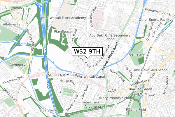 WS2 9TH map - small scale - OS Open Zoomstack (Ordnance Survey)