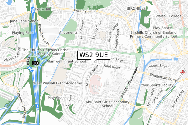 WS2 9UE map - small scale - OS Open Zoomstack (Ordnance Survey)