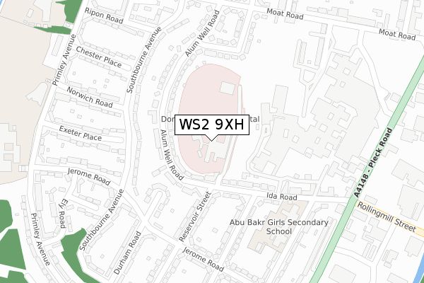 WS2 9XH map - large scale - OS Open Zoomstack (Ordnance Survey)