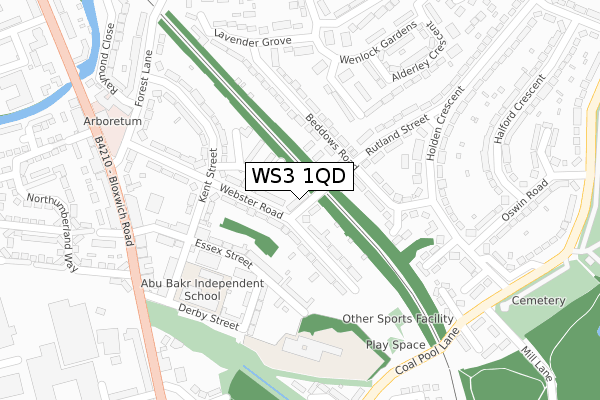 WS3 1QD map - large scale - OS Open Zoomstack (Ordnance Survey)