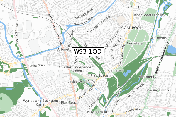 WS3 1QD map - small scale - OS Open Zoomstack (Ordnance Survey)