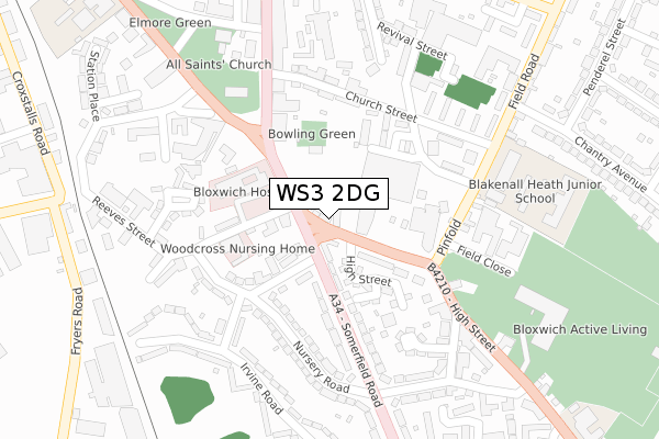 WS3 2DG map - large scale - OS Open Zoomstack (Ordnance Survey)