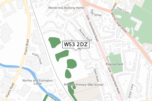 WS3 2DZ map - large scale - OS Open Zoomstack (Ordnance Survey)