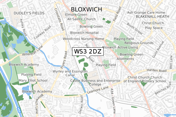 WS3 2DZ map - small scale - OS Open Zoomstack (Ordnance Survey)