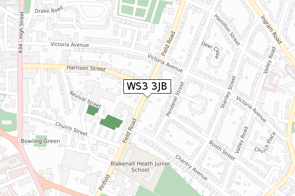 WS3 3JB map - large scale - OS Open Zoomstack (Ordnance Survey)