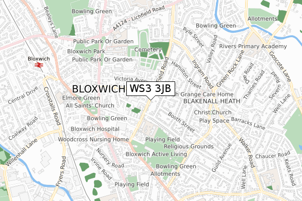 WS3 3JB map - small scale - OS Open Zoomstack (Ordnance Survey)