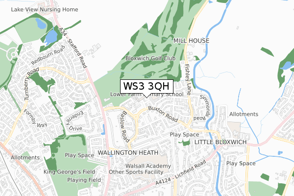 WS3 3QH map - small scale - OS Open Zoomstack (Ordnance Survey)