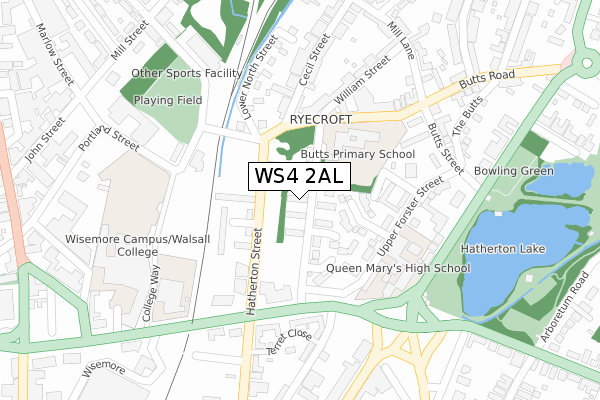 WS4 2AL map - large scale - OS Open Zoomstack (Ordnance Survey)