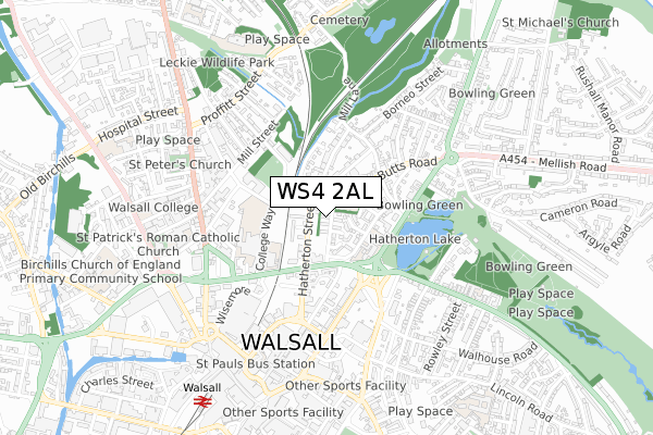 WS4 2AL map - small scale - OS Open Zoomstack (Ordnance Survey)