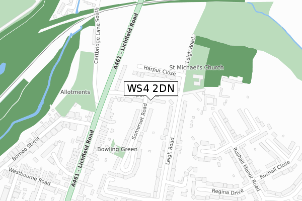 WS4 2DN map - large scale - OS Open Zoomstack (Ordnance Survey)