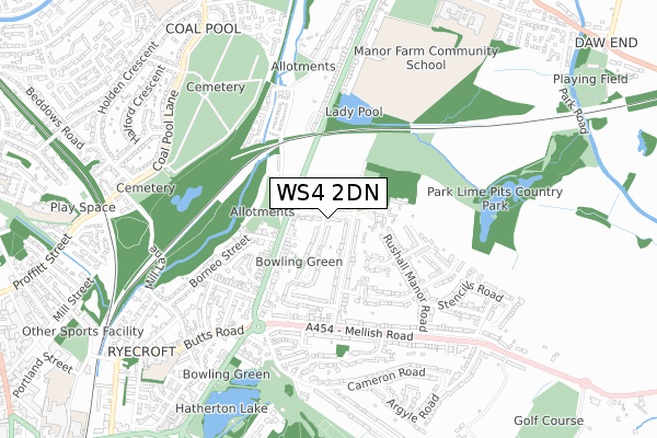 WS4 2DN map - small scale - OS Open Zoomstack (Ordnance Survey)