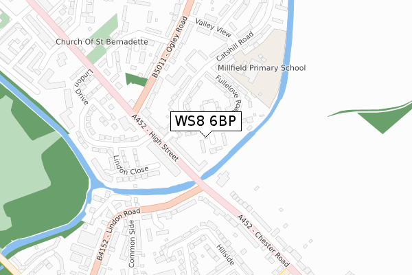 WS8 6BP map - large scale - OS Open Zoomstack (Ordnance Survey)