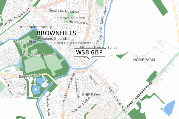 WS8 6BP map - small scale - OS Open Zoomstack (Ordnance Survey)