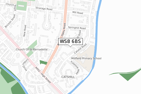 WS8 6BS map - large scale - OS Open Zoomstack (Ordnance Survey)