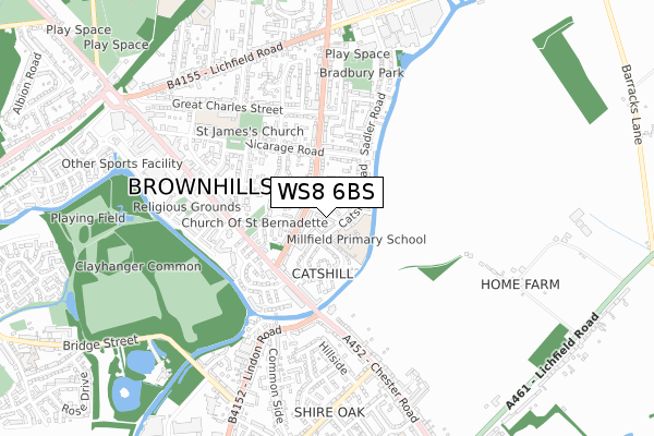 WS8 6BS map - small scale - OS Open Zoomstack (Ordnance Survey)