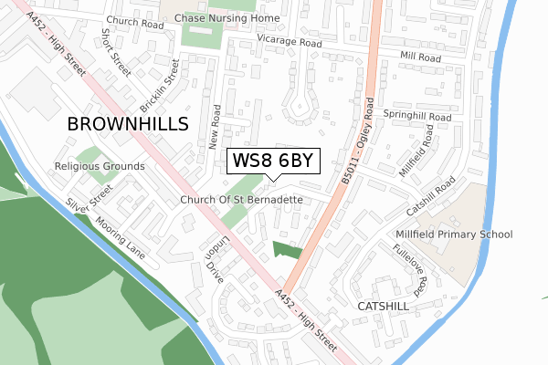 WS8 6BY map - large scale - OS Open Zoomstack (Ordnance Survey)