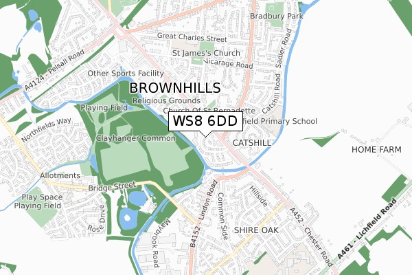 WS8 6DD map - small scale - OS Open Zoomstack (Ordnance Survey)